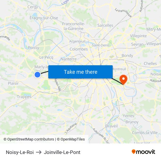 Noisy-Le-Roi to Joinville-Le-Pont map