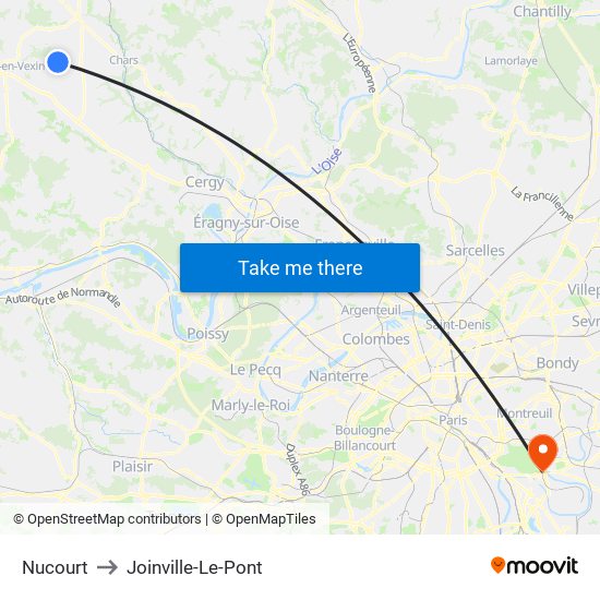 Nucourt to Joinville-Le-Pont map
