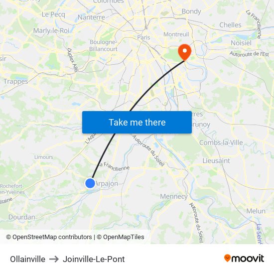 Ollainville to Joinville-Le-Pont map