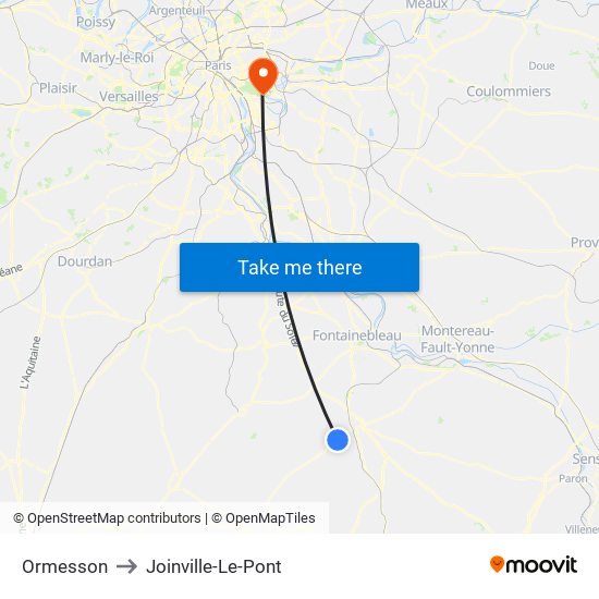 Ormesson to Joinville-Le-Pont map