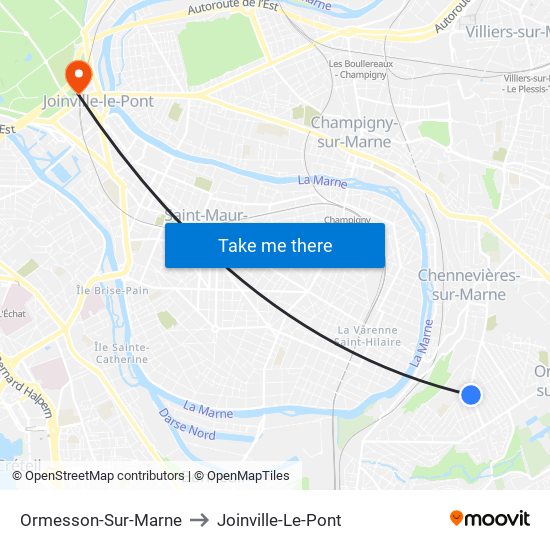 Ormesson-Sur-Marne to Joinville-Le-Pont map