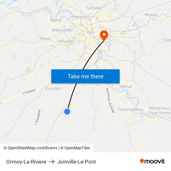 Ormoy-La-Riviere to Joinville-Le-Pont map