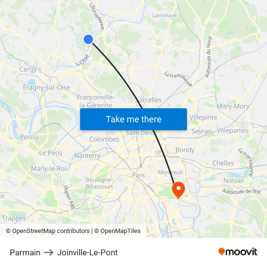 Parmain to Joinville-Le-Pont map