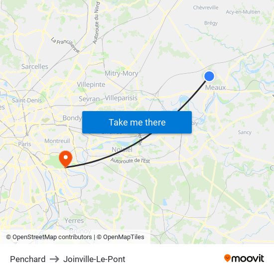 Penchard to Joinville-Le-Pont map