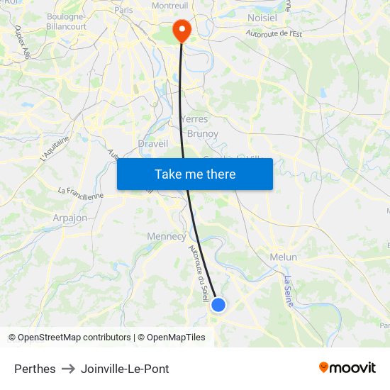 Perthes to Joinville-Le-Pont map