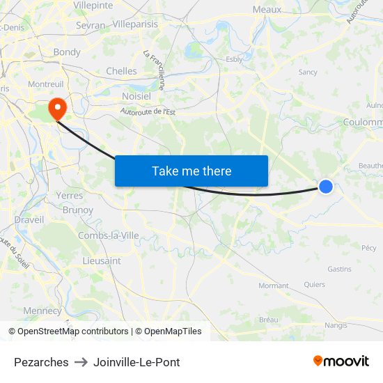 Pezarches to Joinville-Le-Pont map