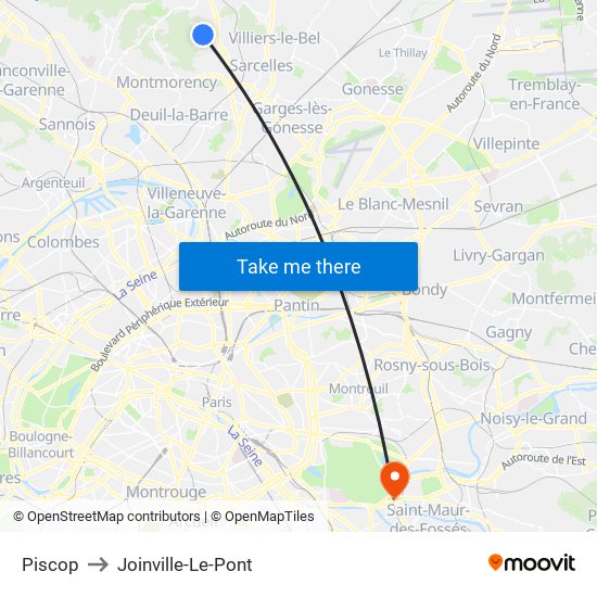 Piscop to Joinville-Le-Pont map