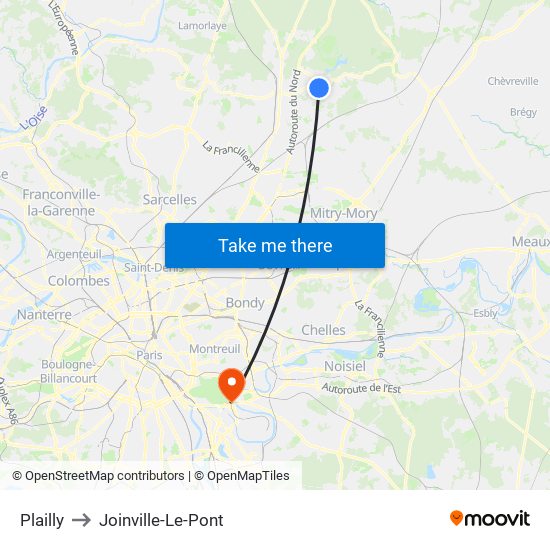 Plailly to Joinville-Le-Pont map