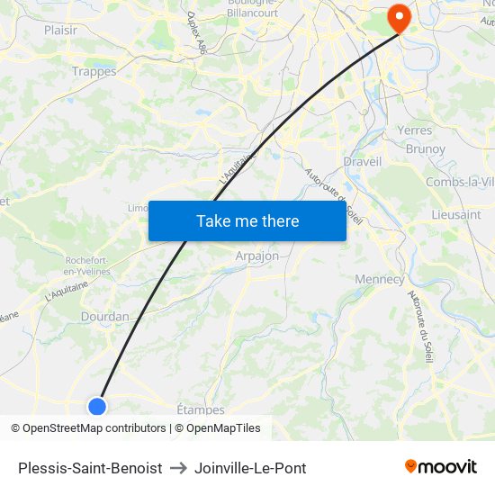 Plessis-Saint-Benoist to Joinville-Le-Pont map