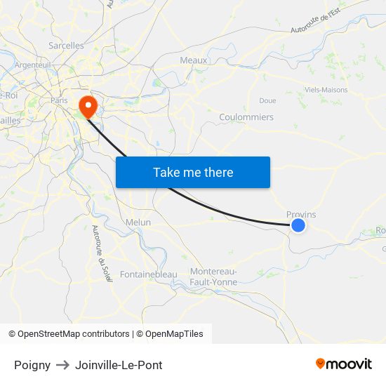 Poigny to Joinville-Le-Pont map