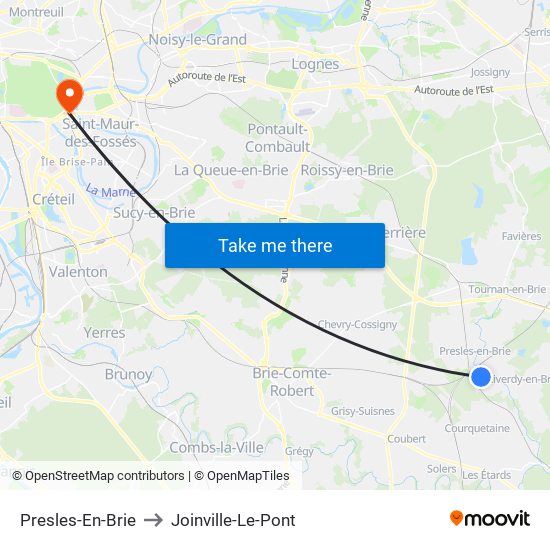 Presles-En-Brie to Joinville-Le-Pont map