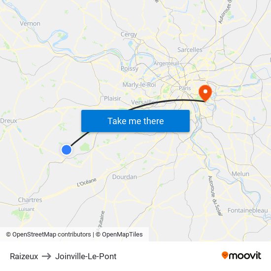 Raizeux to Joinville-Le-Pont map