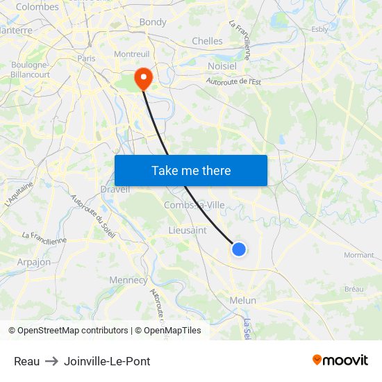 Reau to Joinville-Le-Pont map