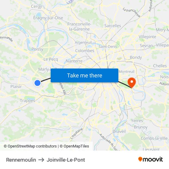 Rennemoulin to Joinville-Le-Pont map