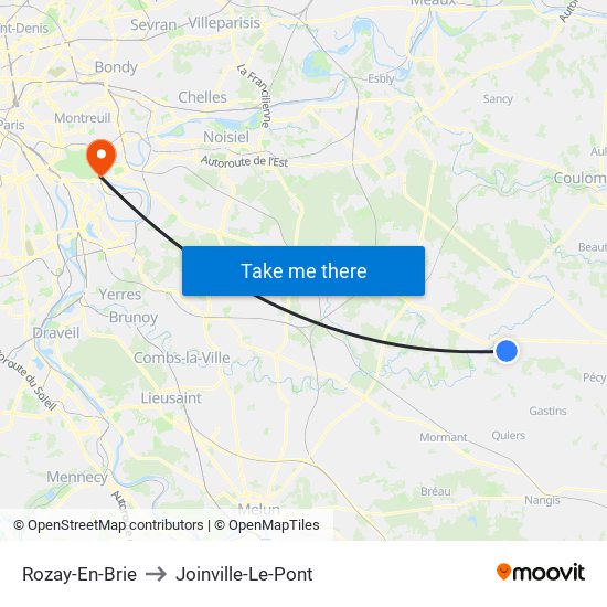 Rozay-En-Brie to Joinville-Le-Pont map