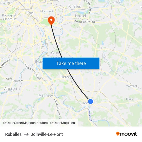 Rubelles to Joinville-Le-Pont map