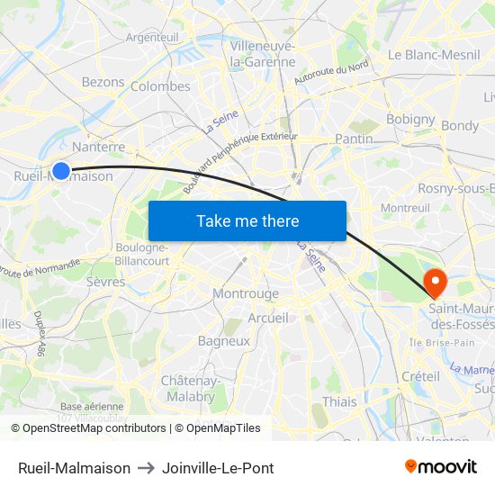 Rueil-Malmaison to Joinville-Le-Pont map
