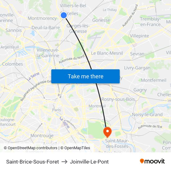 Saint-Brice-Sous-Foret to Joinville-Le-Pont map