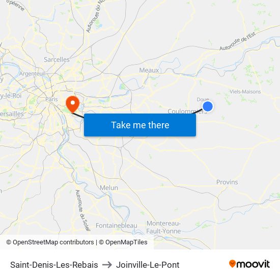 Saint-Denis-Les-Rebais to Joinville-Le-Pont map