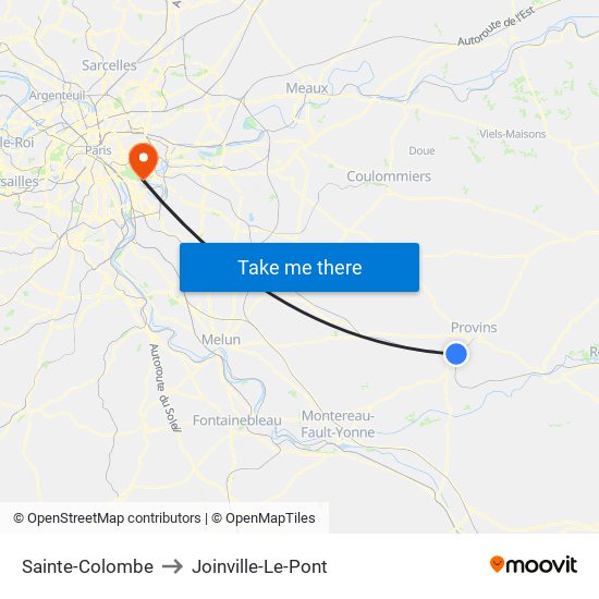 Sainte-Colombe to Joinville-Le-Pont map