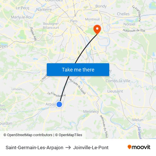 Saint-Germain-Les-Arpajon to Joinville-Le-Pont map