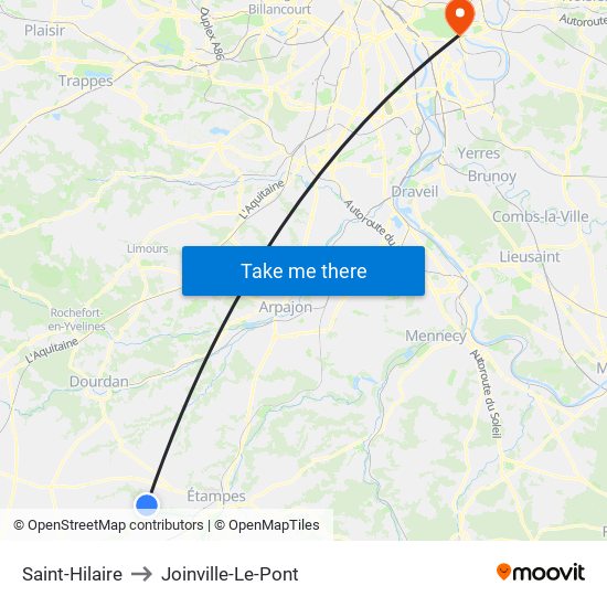 Saint-Hilaire to Joinville-Le-Pont map