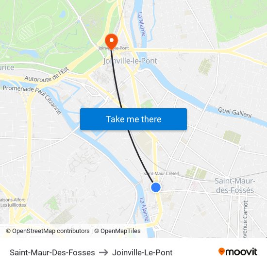 Saint-Maur-Des-Fosses to Joinville-Le-Pont map