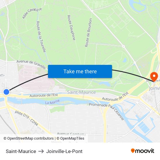 Saint-Maurice to Joinville-Le-Pont map