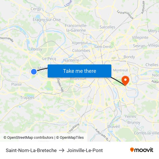 Saint-Nom-La-Breteche to Joinville-Le-Pont map