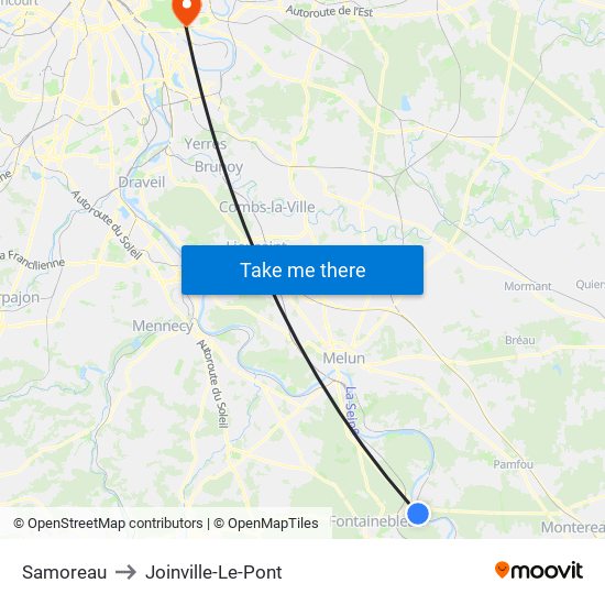 Samoreau to Joinville-Le-Pont map