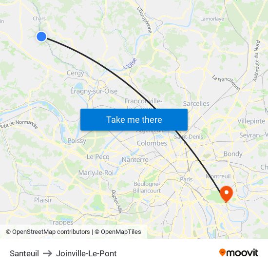 Santeuil to Joinville-Le-Pont map
