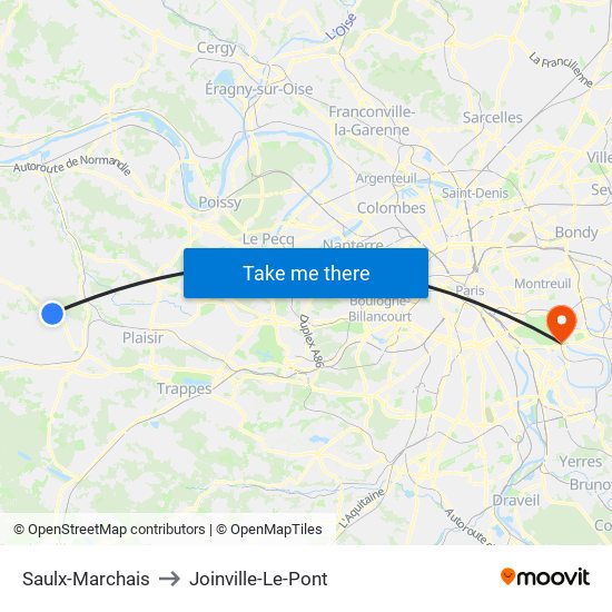 Saulx-Marchais to Joinville-Le-Pont map