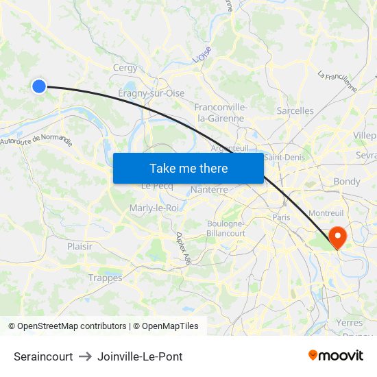 Seraincourt to Joinville-Le-Pont map