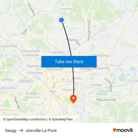 Seugy to Joinville-Le-Pont map