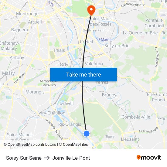 Soisy-Sur-Seine to Joinville-Le-Pont map