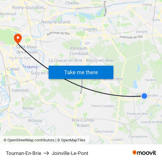 Tournan-En-Brie to Joinville-Le-Pont map
