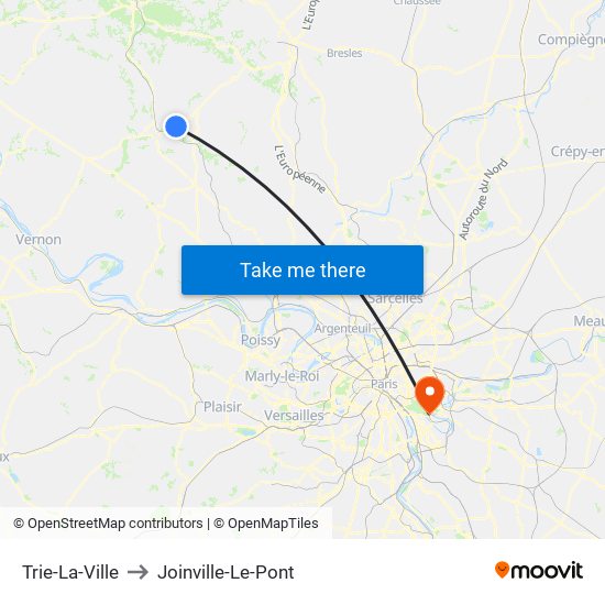 Trie-La-Ville to Joinville-Le-Pont map