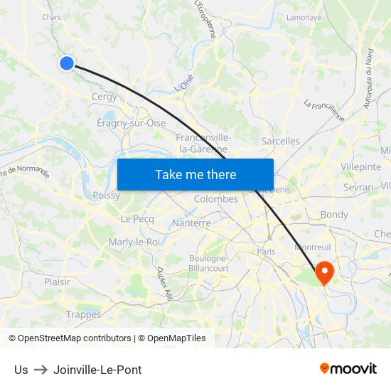 Us to Joinville-Le-Pont map