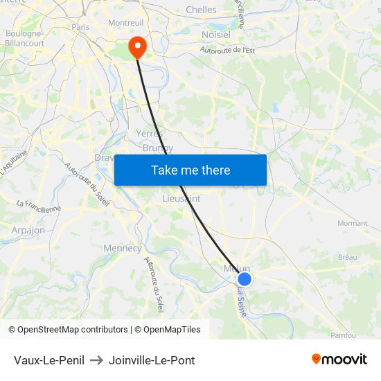 Vaux-Le-Penil to Joinville-Le-Pont map