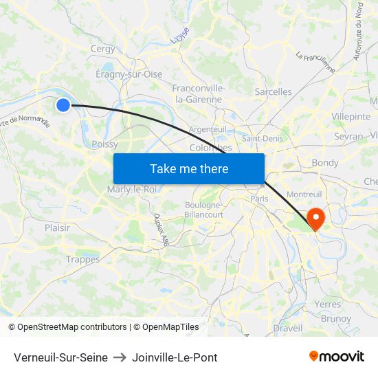 Verneuil-Sur-Seine to Joinville-Le-Pont map