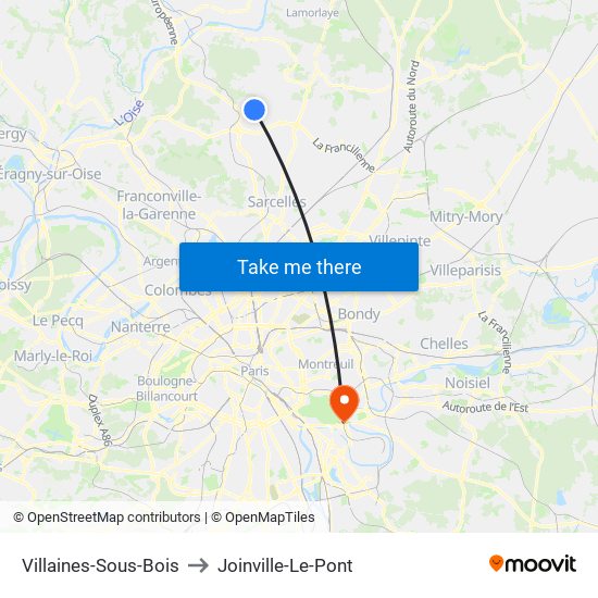 Villaines-Sous-Bois to Joinville-Le-Pont map