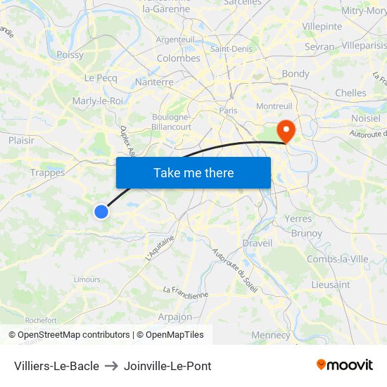 Villiers-Le-Bacle to Joinville-Le-Pont map