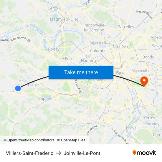 Villiers-Saint-Frederic to Joinville-Le-Pont map