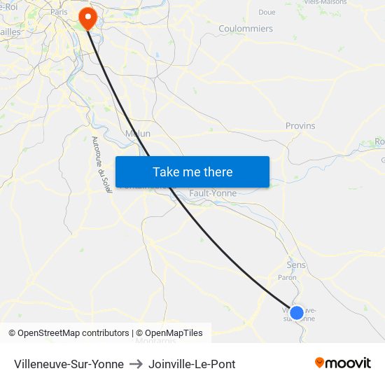 Villeneuve-Sur-Yonne to Joinville-Le-Pont map