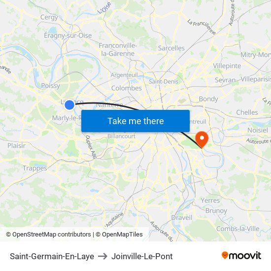Saint-Germain-En-Laye to Joinville-Le-Pont map