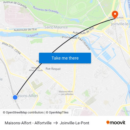 Maisons-Alfort - Alfortville to Joinville-Le-Pont map
