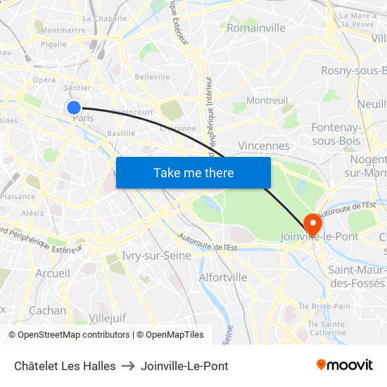 Châtelet Les Halles to Joinville-Le-Pont map