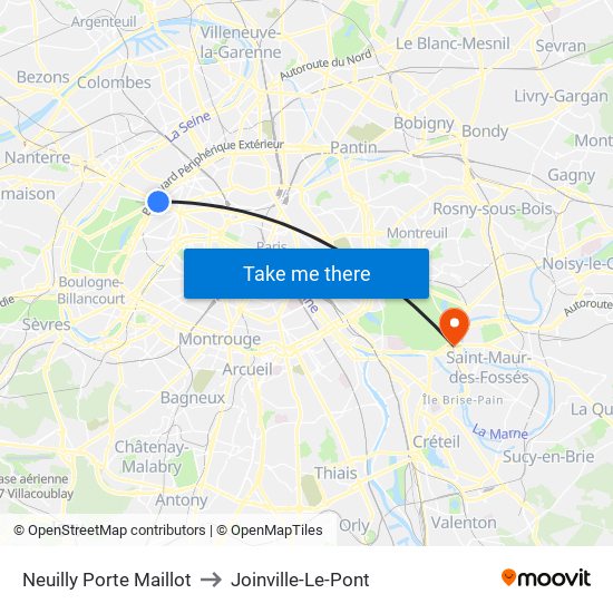 Neuilly Porte Maillot to Joinville-Le-Pont map