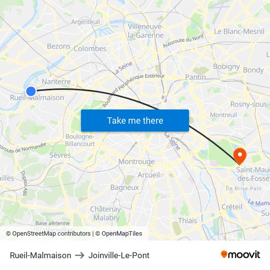 Rueil-Malmaison to Joinville-Le-Pont map
