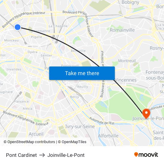 Pont Cardinet to Joinville-Le-Pont map